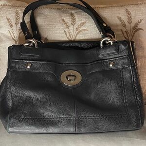 Coach Penelope Pebbled Black Leather Handbag Silver Hardware Coach B1273-F16531